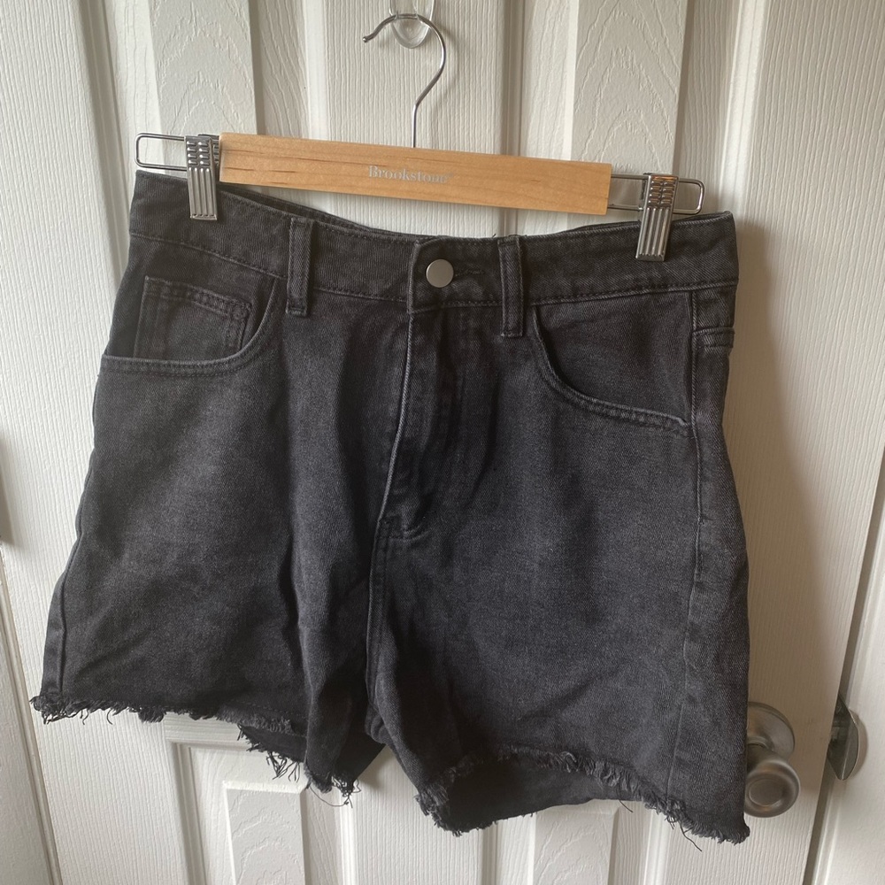 Black wash cut off shorts